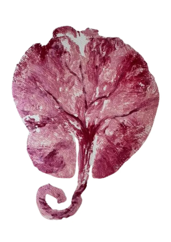 Placenta print in burgundy tones
