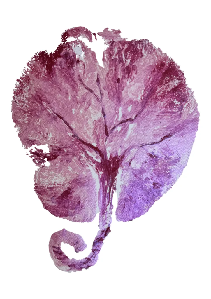 Placenta print in magenta and purple tones