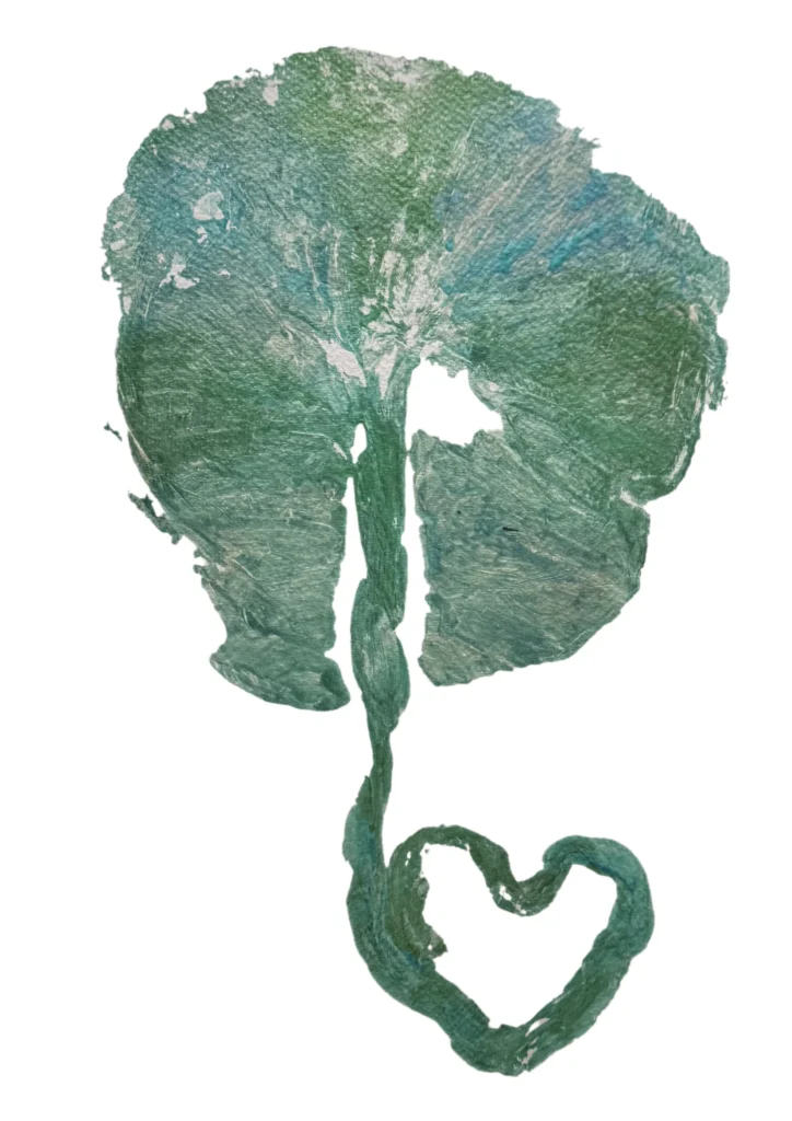 Placenta print in green tones