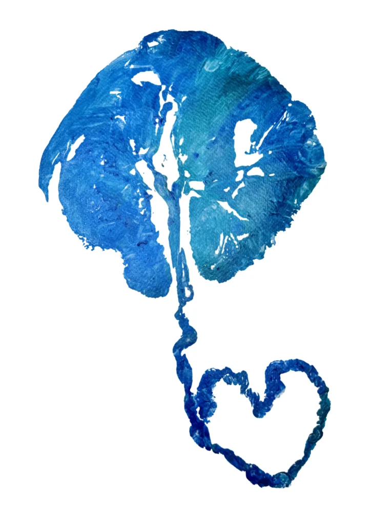 Placenta print in bright blue tones