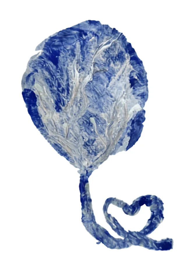 Placenta print in blue and white tones