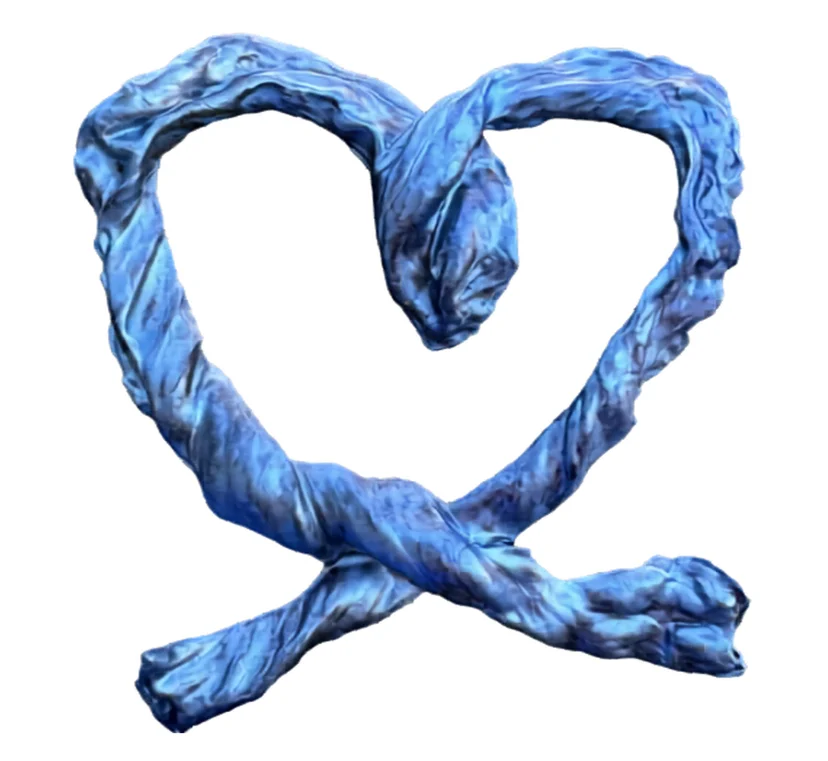 Umbilical cord keepsake shaped like a heart, in blue